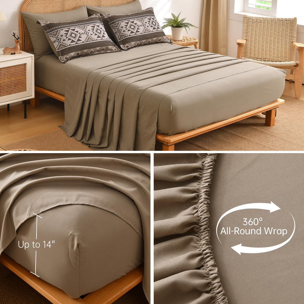 Brown Comforter Set, 7 Pieces Boho Western Bedding Set