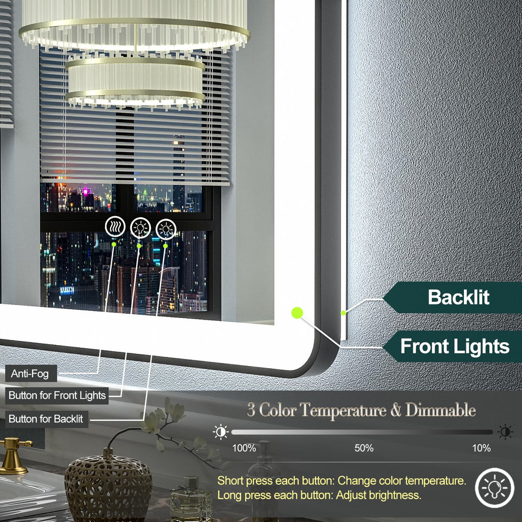60"x30" LED Lighted Bathroom Mirror for Wall
