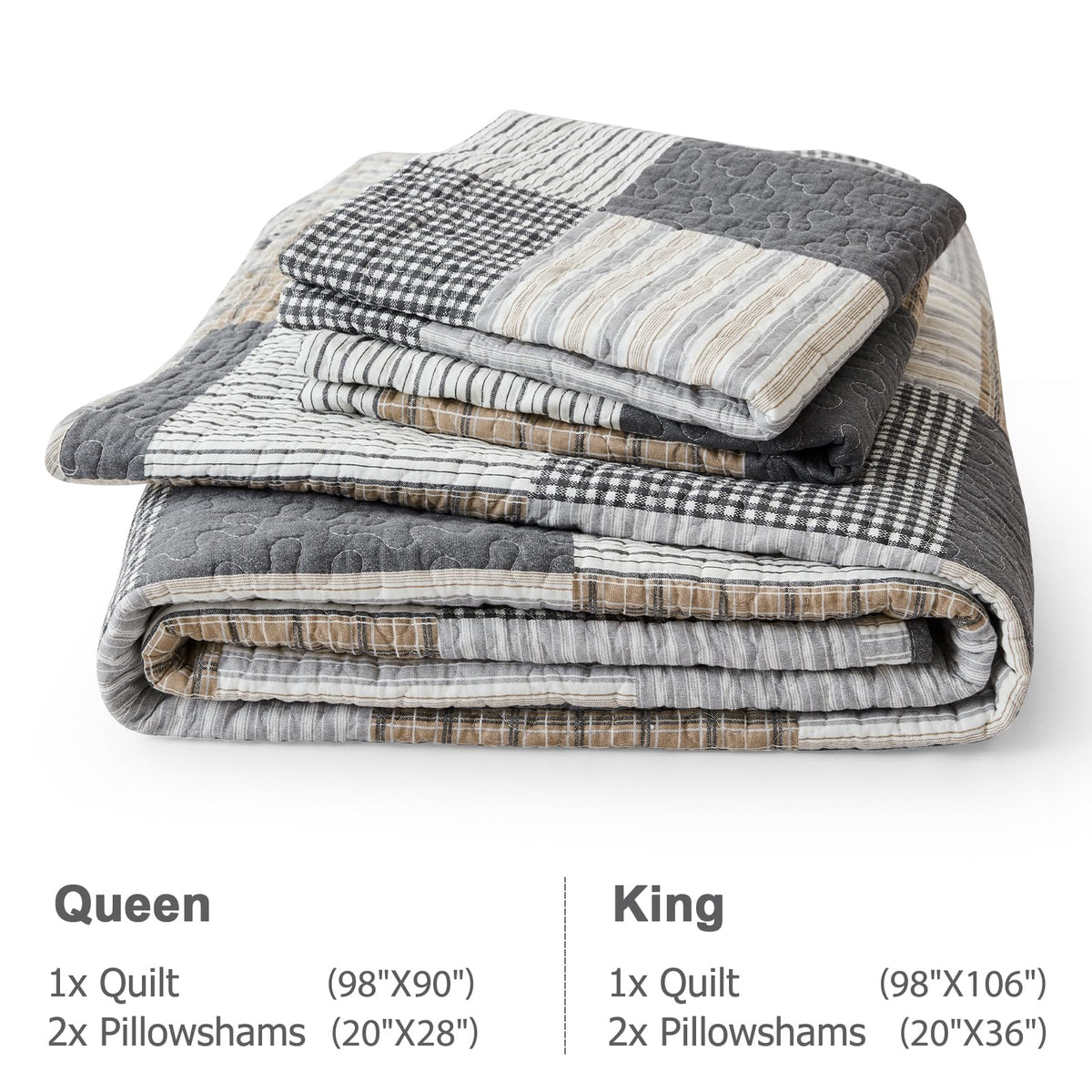 Quilt 100% Cotton Plaid Farmhouse Comforter Set