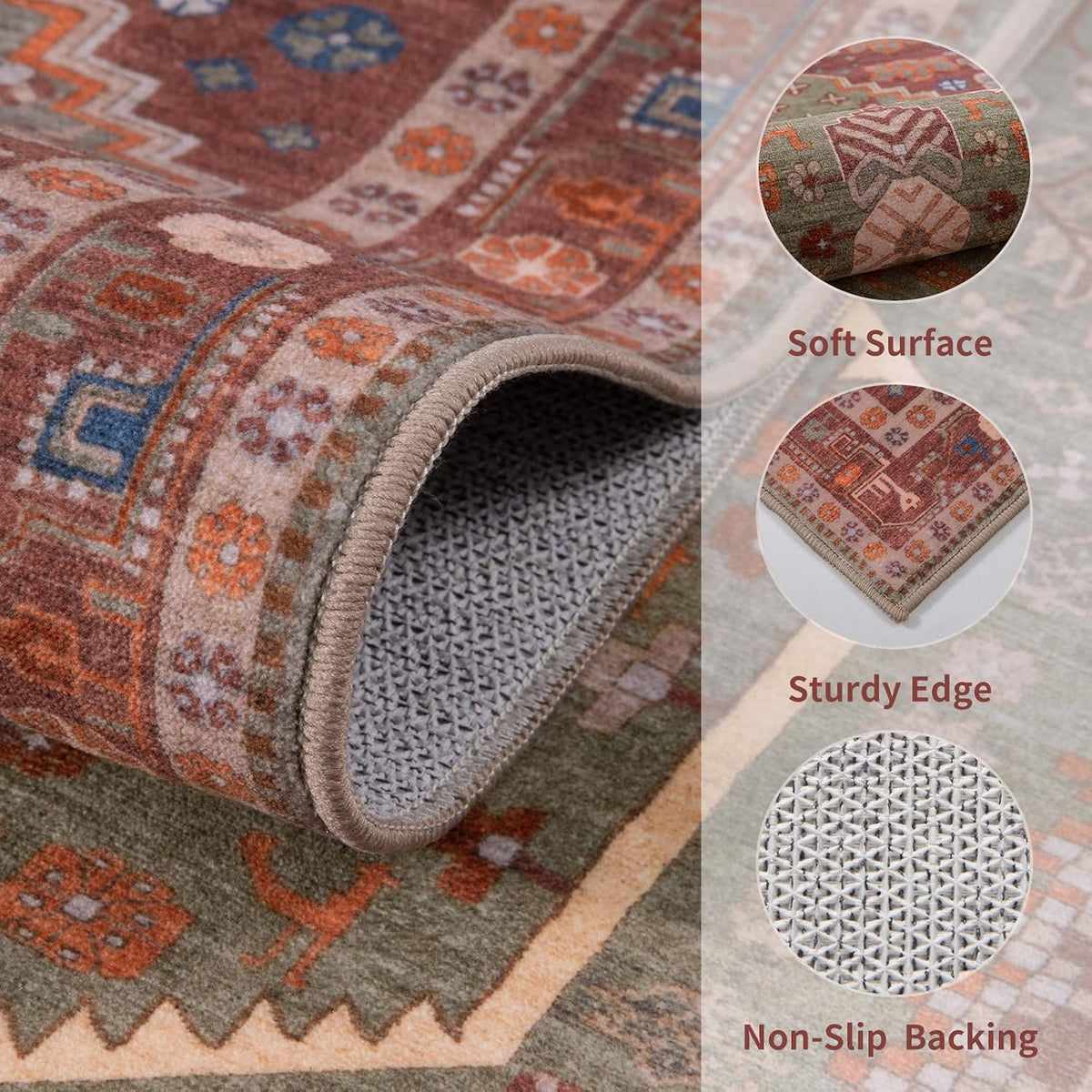 Small Area Rug, Washable Boho Thin Mat Kitchen