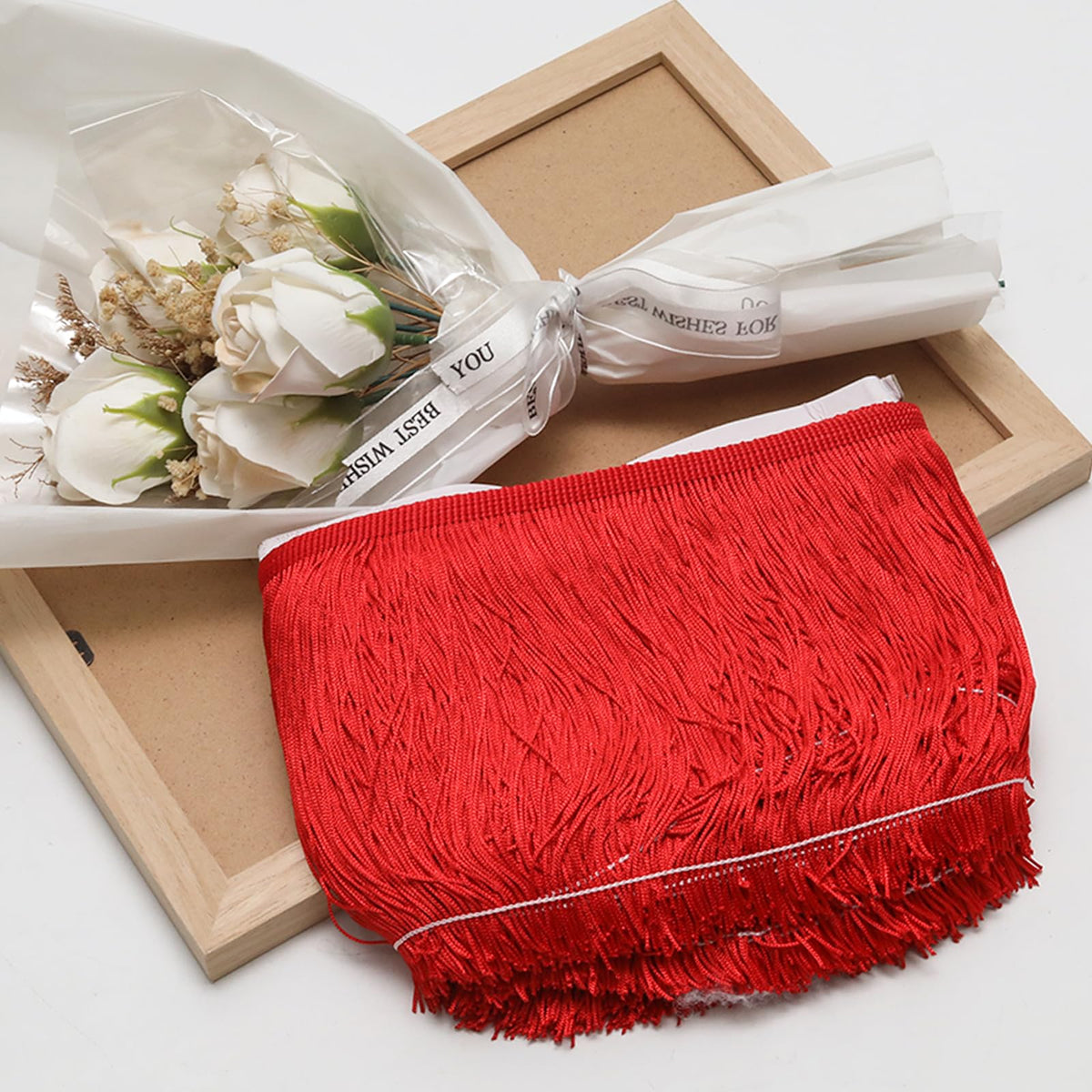 Red Chainette Fringe Trim, 11 Yards x 6 Inch Tassel Sewing Trim