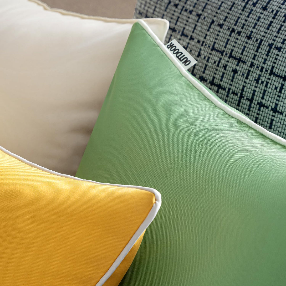 Outdoor Waterproof Pillow Covers 16x16 Yellow Pack of 2