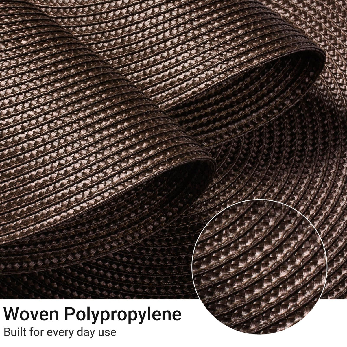 Round Braided Placemats Set of 4 Table Mats for Dining Tables Woven Washable Non-Slip Place mats 15inch (Brown, 4pcs)