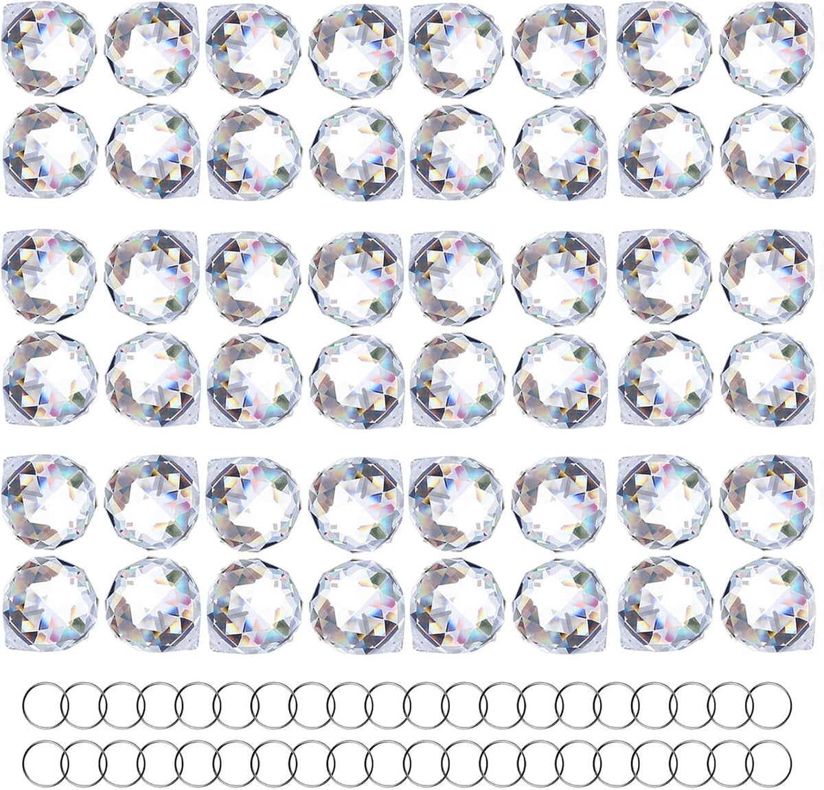 48pcs Clear Crystal Ball Prism 20mm Chandeliers Prism Sun Catcher Hanging - Rainbow Maker