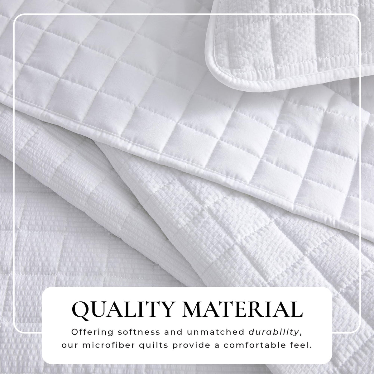Quilt Set - 3-Piece Seersucker Box-Stitched Bedding Set - Soft, Lightweight, All-Season
