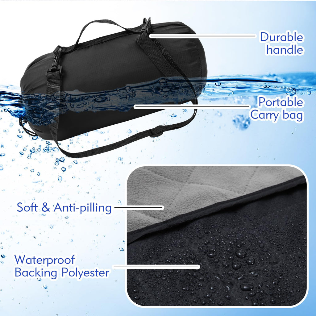4 Pcs Waterproof Outdoor Stadium Blankets, 78 x 55 Inch, Black