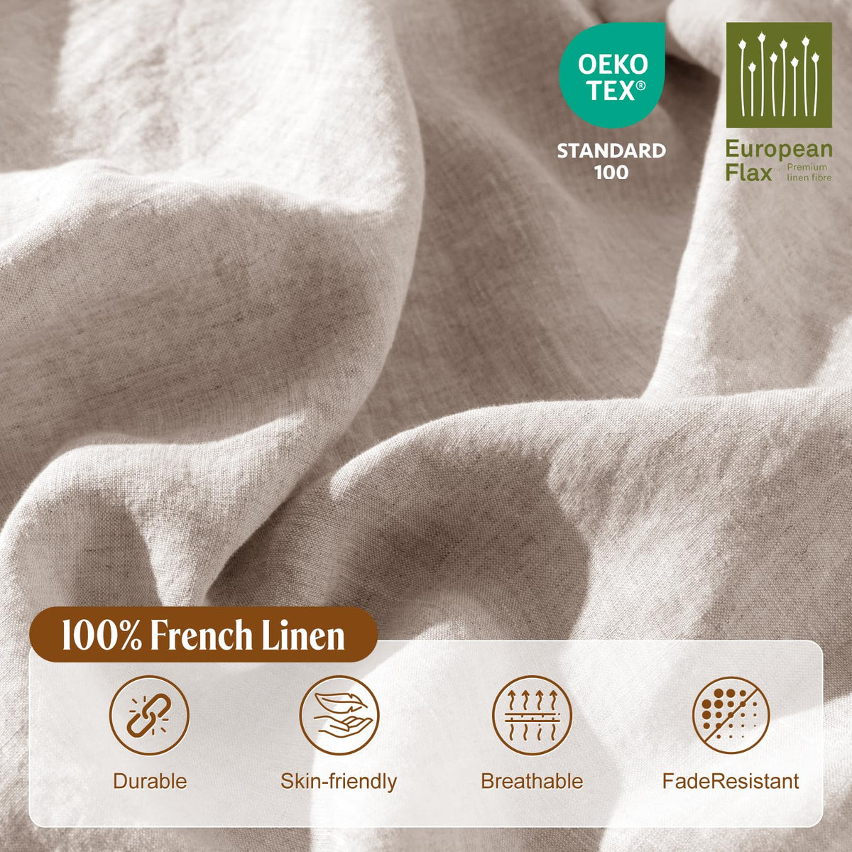 100% French Linen Duvet Cover Set 3Pcs, Comforter Cover