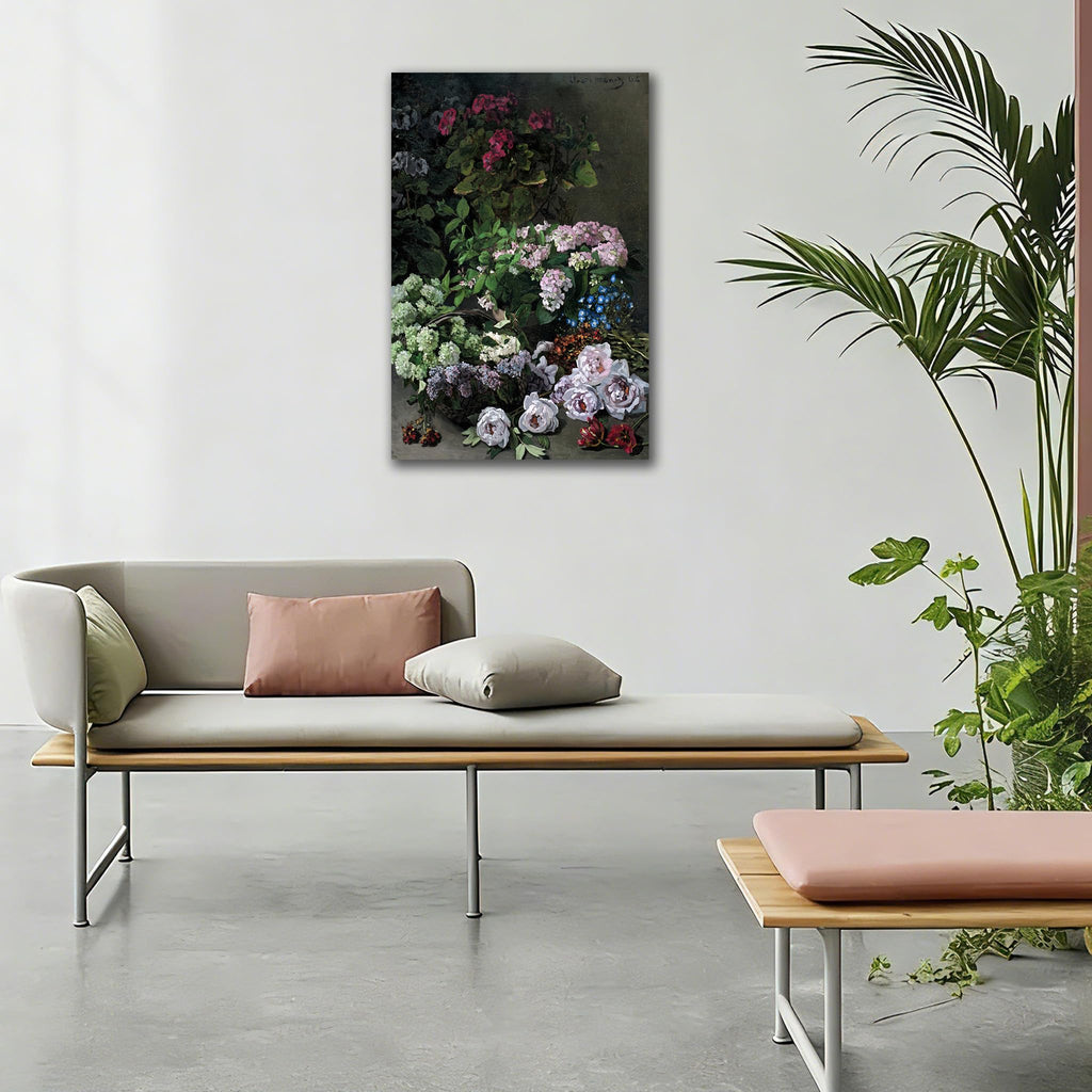 Claude Monet Spring Flowers Canvas Wall Art 24x36inch (60x90cm) Impressionist Wall Art Decor, Bedroom & Office