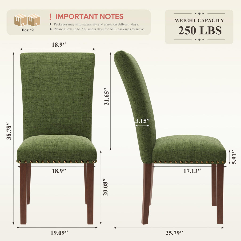 High Back Upholstered Set of 4, Green