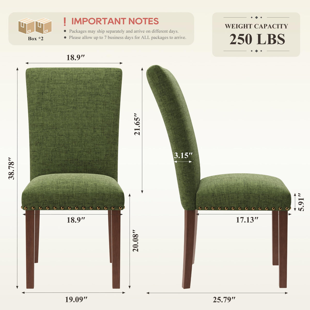 High Back Upholstered Set of 4, Green