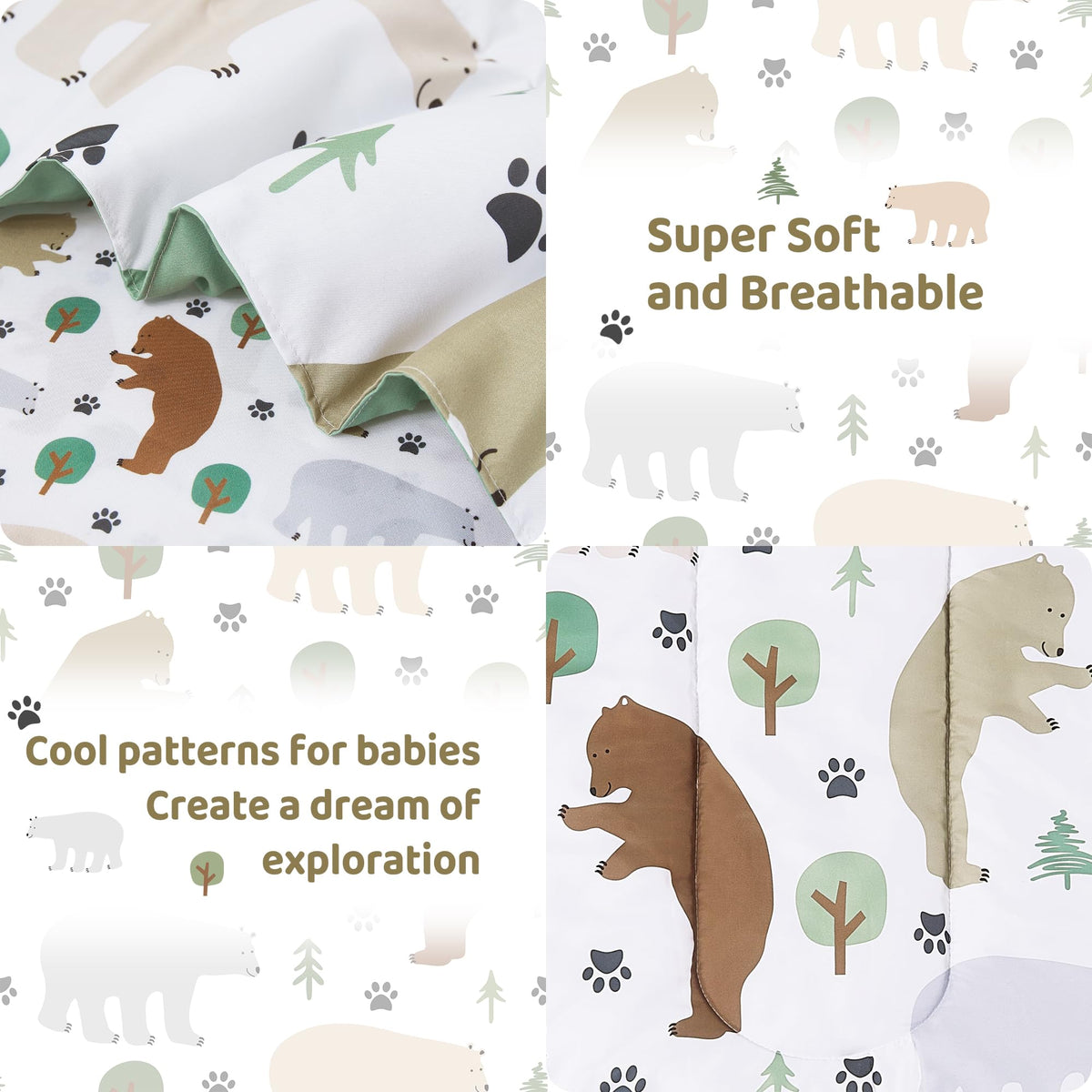 Toddler Bedding Set, Toddler Bed Comforter Sets for Girls, Toddler Bed Set, Forest Bear Printed