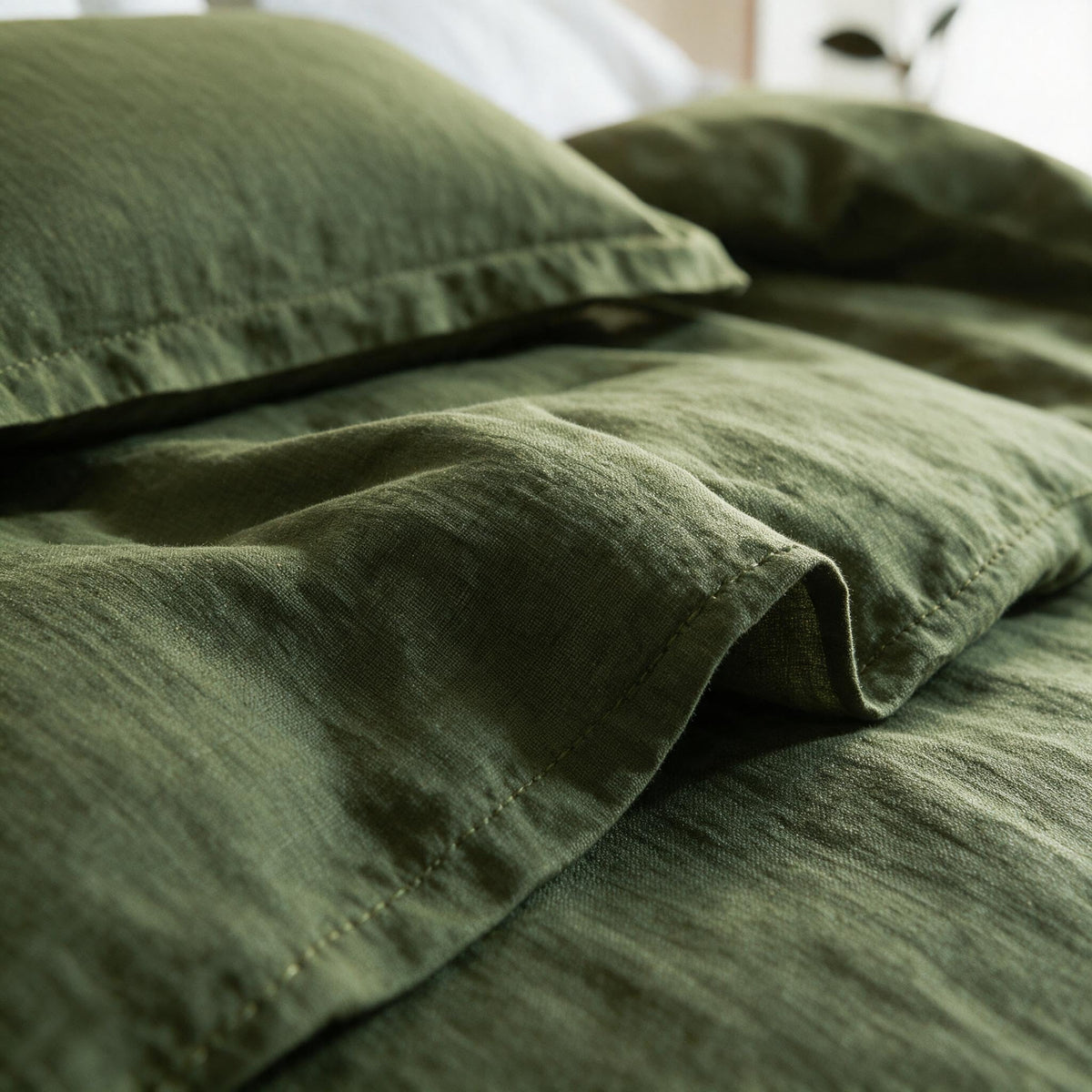 100% French Flax Linen Duvet Cover Set, 88''x92'' 3 Pcs with 4 Corner Ties and Button Closure, Soft and