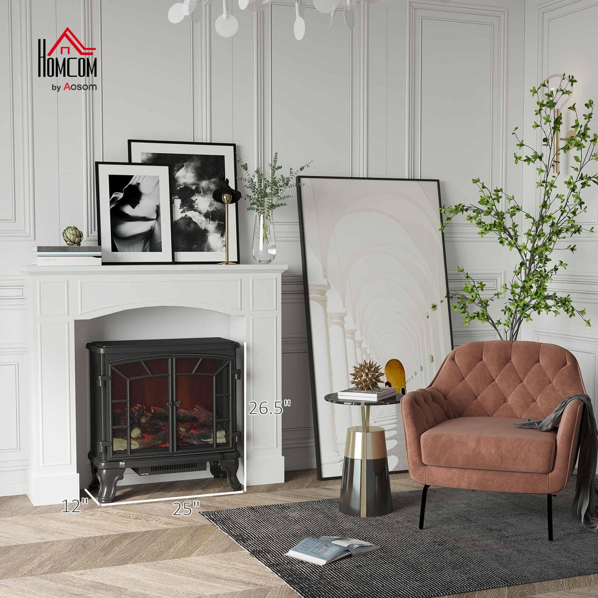 Modern Fireplace Mantel for Interior Width 29" White