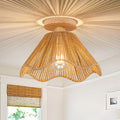 D12.5 Inch Boho Light Fixtures Ceiling Mount Boho Rattan Ceiling Light Flush Mount Mini Chandelier Bedroom Hallway