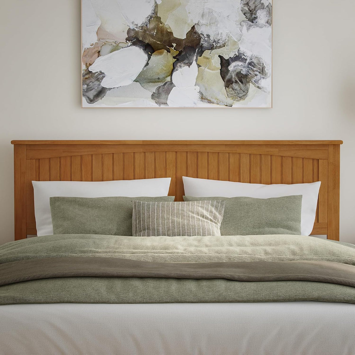 King Solid Wood Panel Headboard, Light Toffee