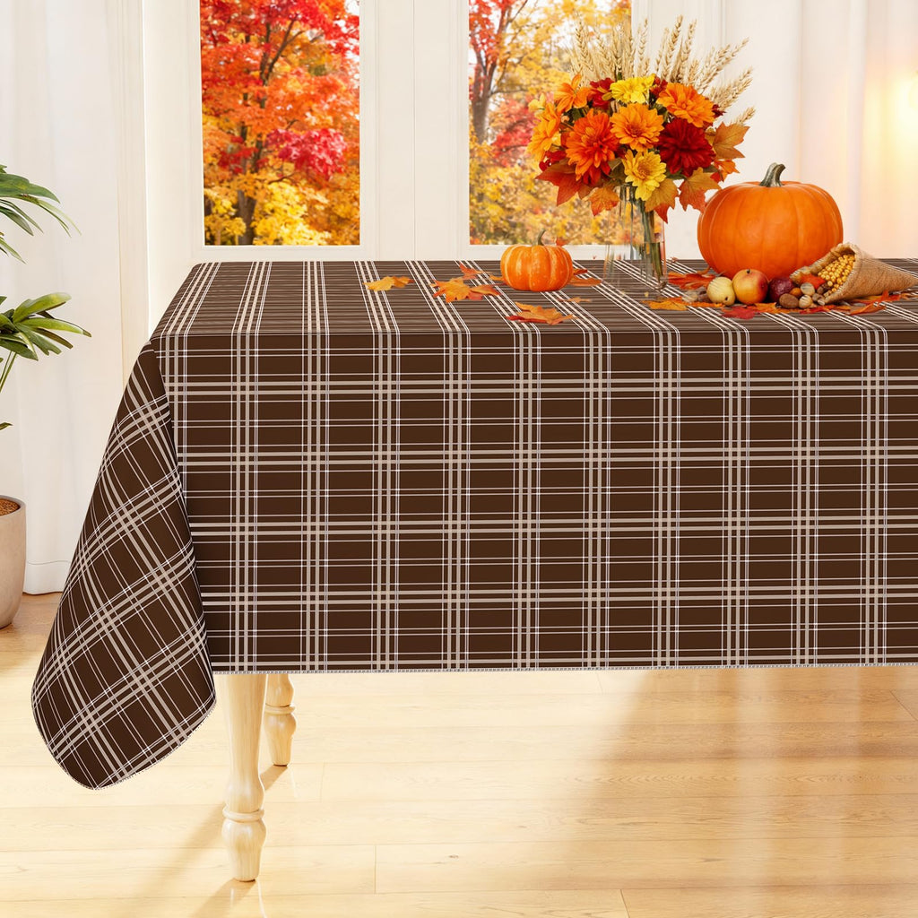 Fall Tablecloth, Vinyl Tablecloths with Flannel Backing, 60"x84"
