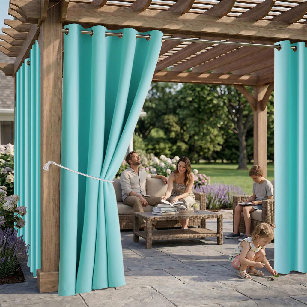 Water Proof Outside Curtains with Grommet Top for Porch, W52 x L120 Thermal Insulated Washable Outdoor Divider Drapes