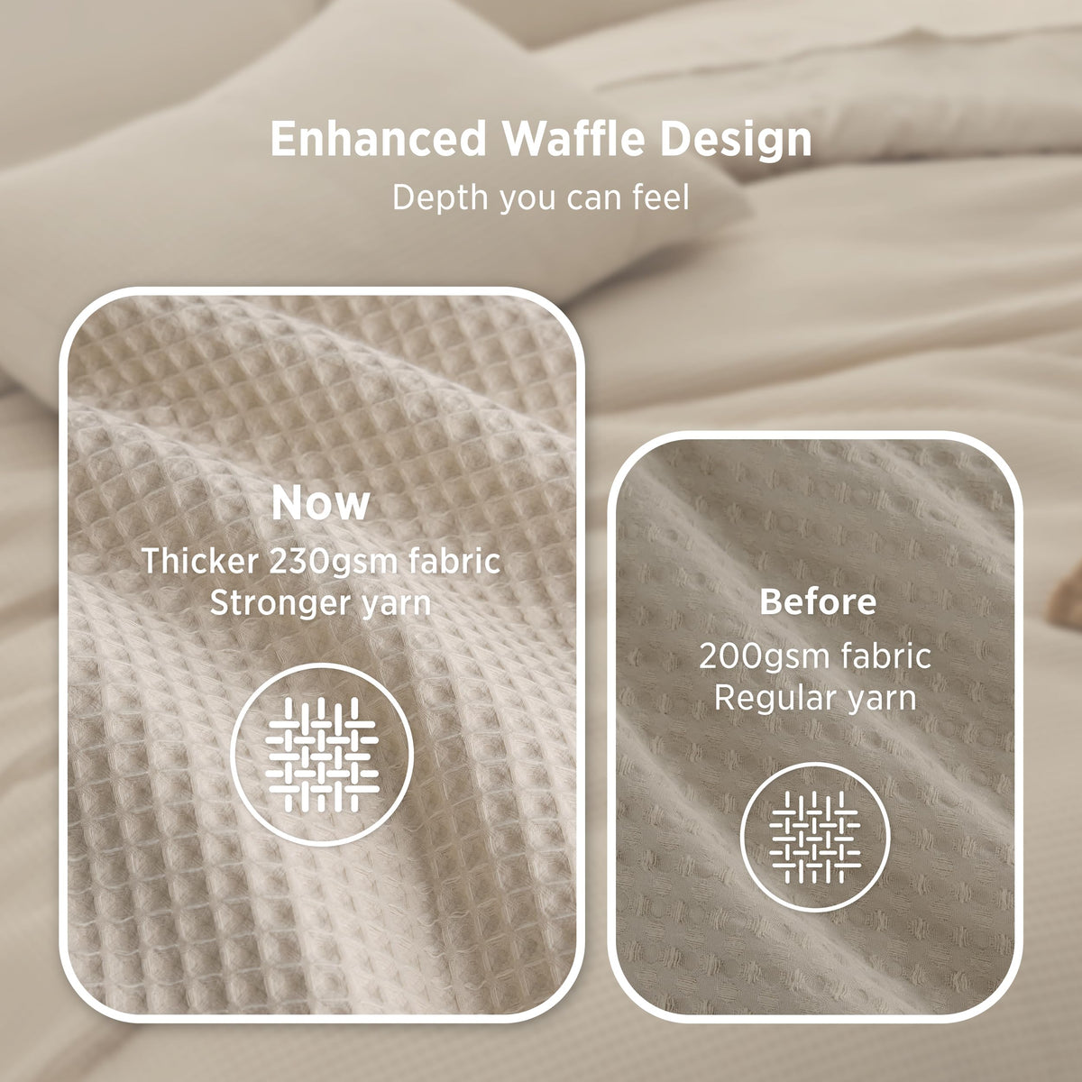 Beige Comforter Set, Waffle Ultra Soft Bedding 3 Pieces
