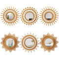 6 Pcs Sunburst Round Mirror for Wall Decor, Classic, Gold
