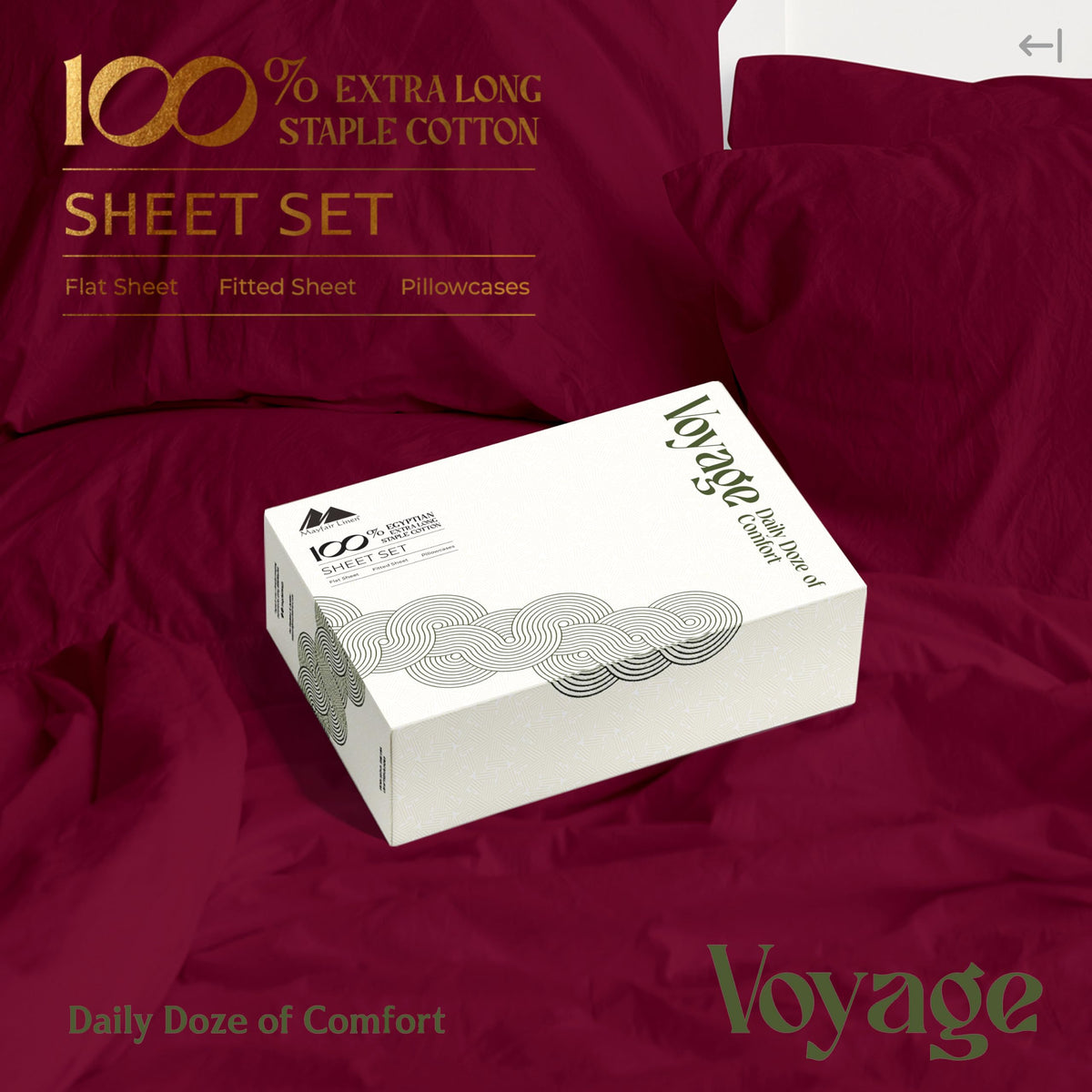 100% Egyptian Cotton Sheets Set - Luxury 600 Series Voyage Collection Egyptian Cotton Sheets (4