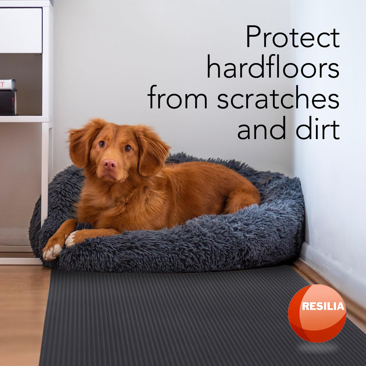 Black Plastic Floor Runner - Embossed Wide Rib Waterproof Vinyl, Heavy Duty Protector Mat for Indoor Hardwood, Hard