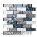 Glass Tiles Backsplash Subway Blue Mosaic Tile Bathroom Walls (Pack of 5 Sheets)