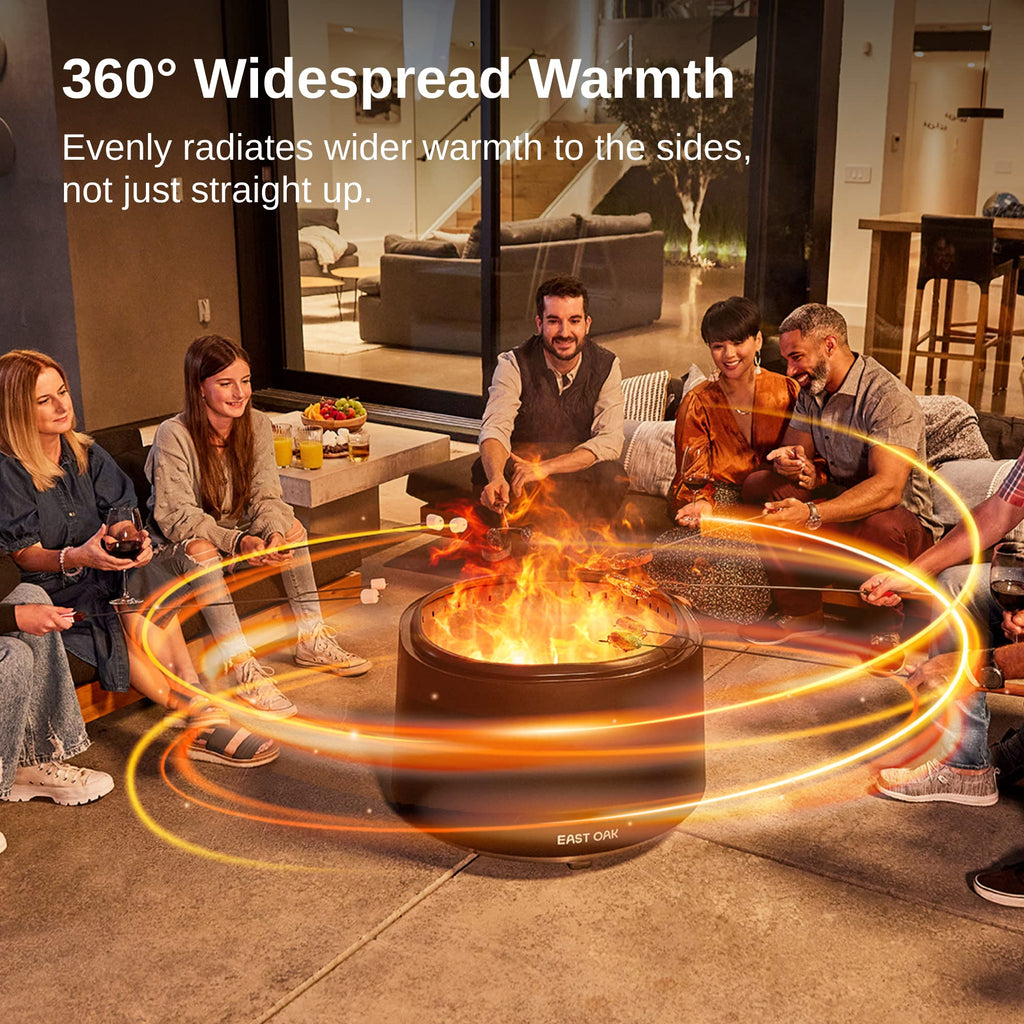 Fire Pit 29", Stainless Steel Smokeless Fire Pits for Outside Large Wood Burning Firepit with Poker & Removable Ash