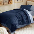 Bed Comforter Set - 5 Pieces Navy Blue Bedding Set 68"x88"