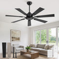 52" Black Ceiling Fan with Remote, No Light