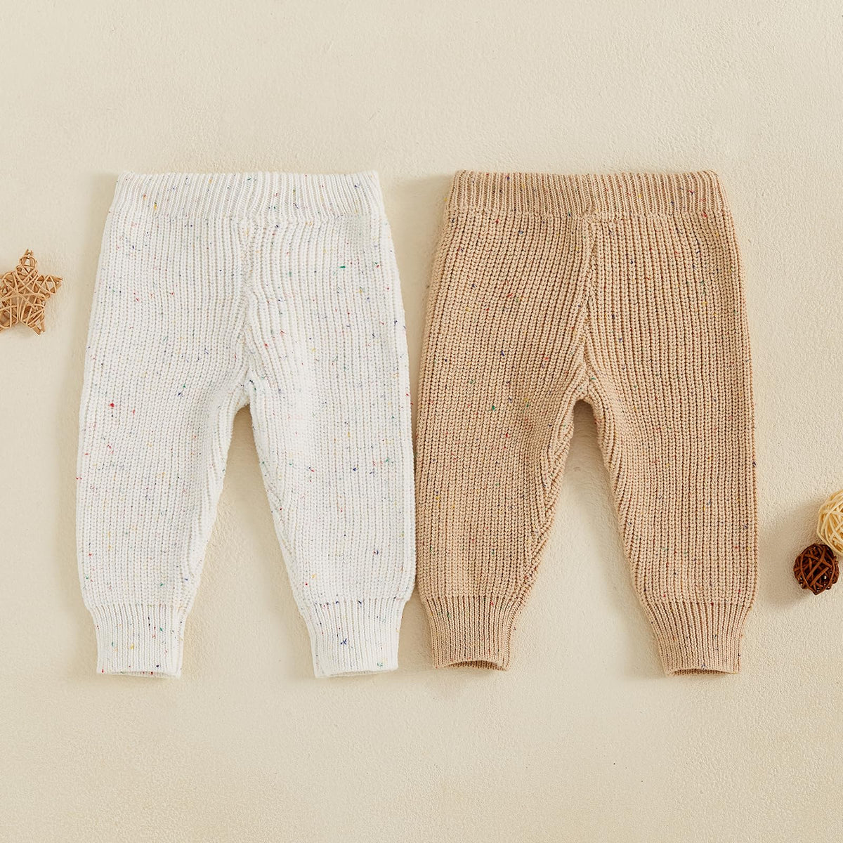 Infant Baby Boy Girl Knit Leggings Cotton Knitted Solid Pants Tights Trousers 2 Pack Toddler Fall Winter Clothes