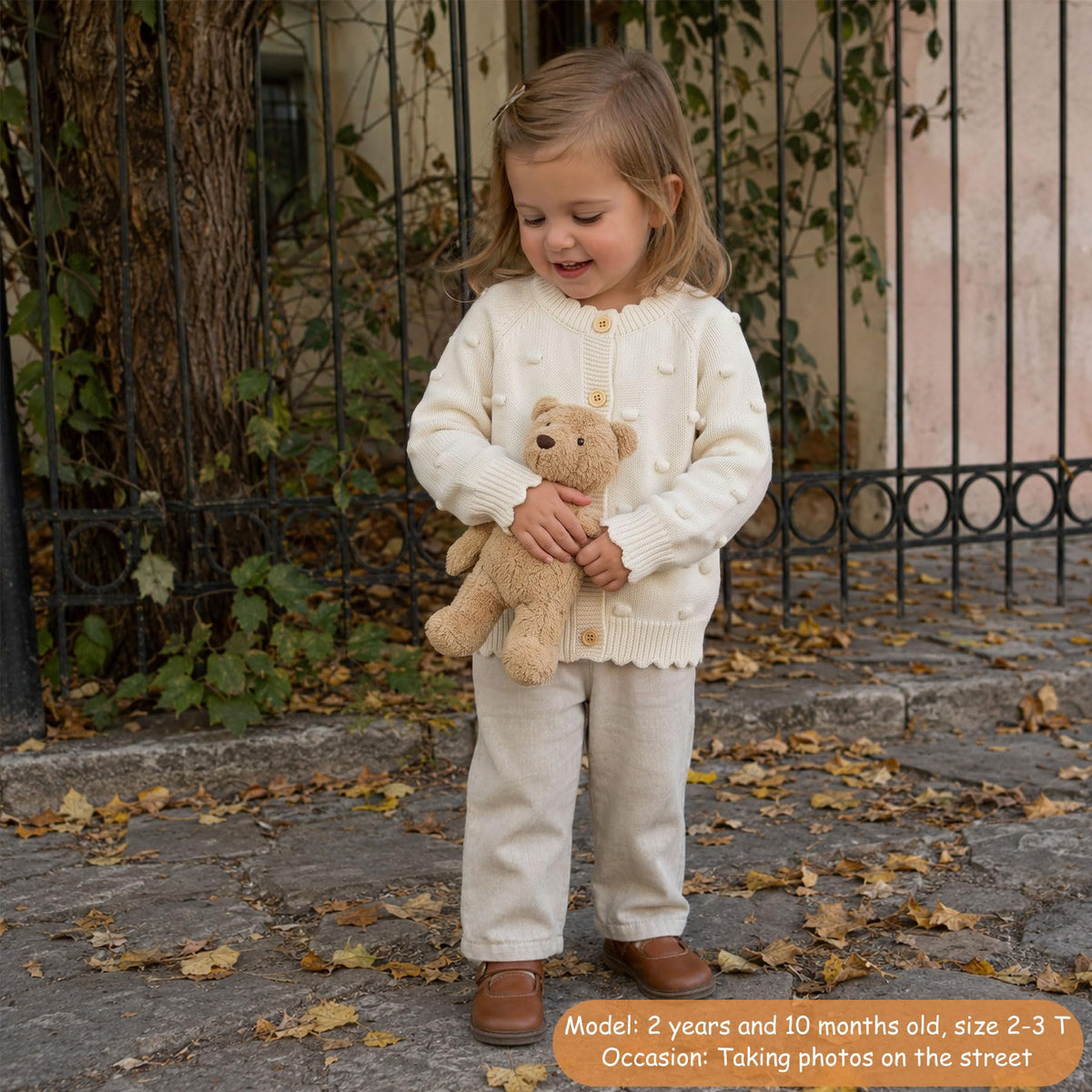 Baby Girl Cardigan,Cream Embroidery