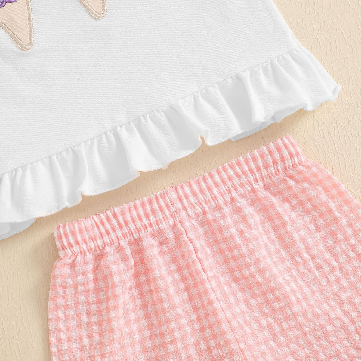 Toddler Baby Girls Summer Clothes Smocked T-Shirt Ruffled Shorts Set