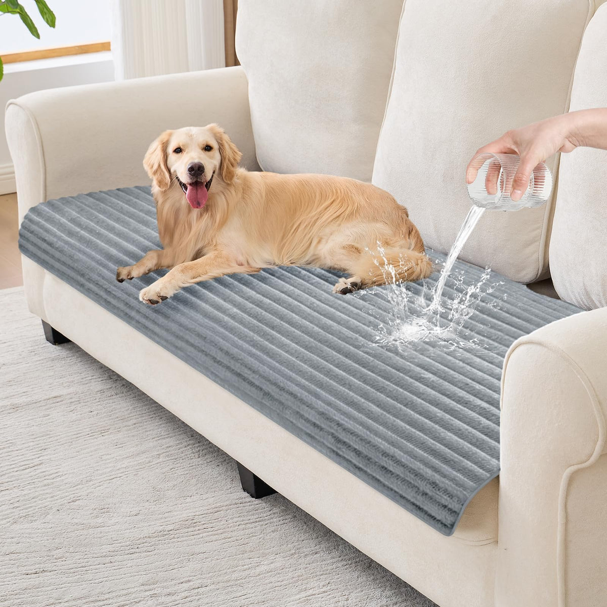 100% Waterproof Couch Covers for Dogs, 35"×59" Washable Couch Cover, Non Slip Sectional Couch Covers for 3 Cushion