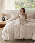 PureWoven 100% Organic Cotton Queen Duvet Cover Set, Linen