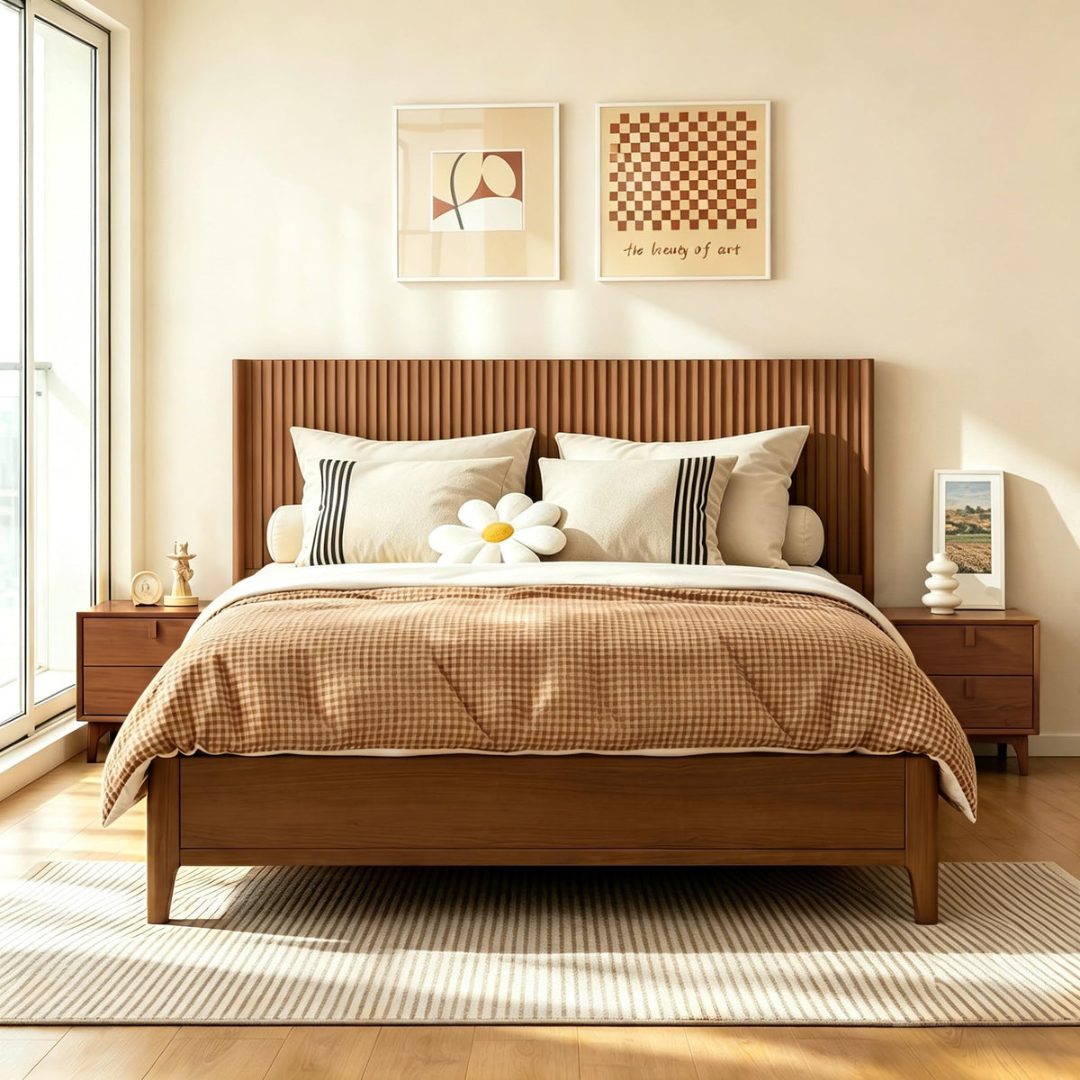 Fluted Headboard Only, 80" Antique Oak Wall Mount