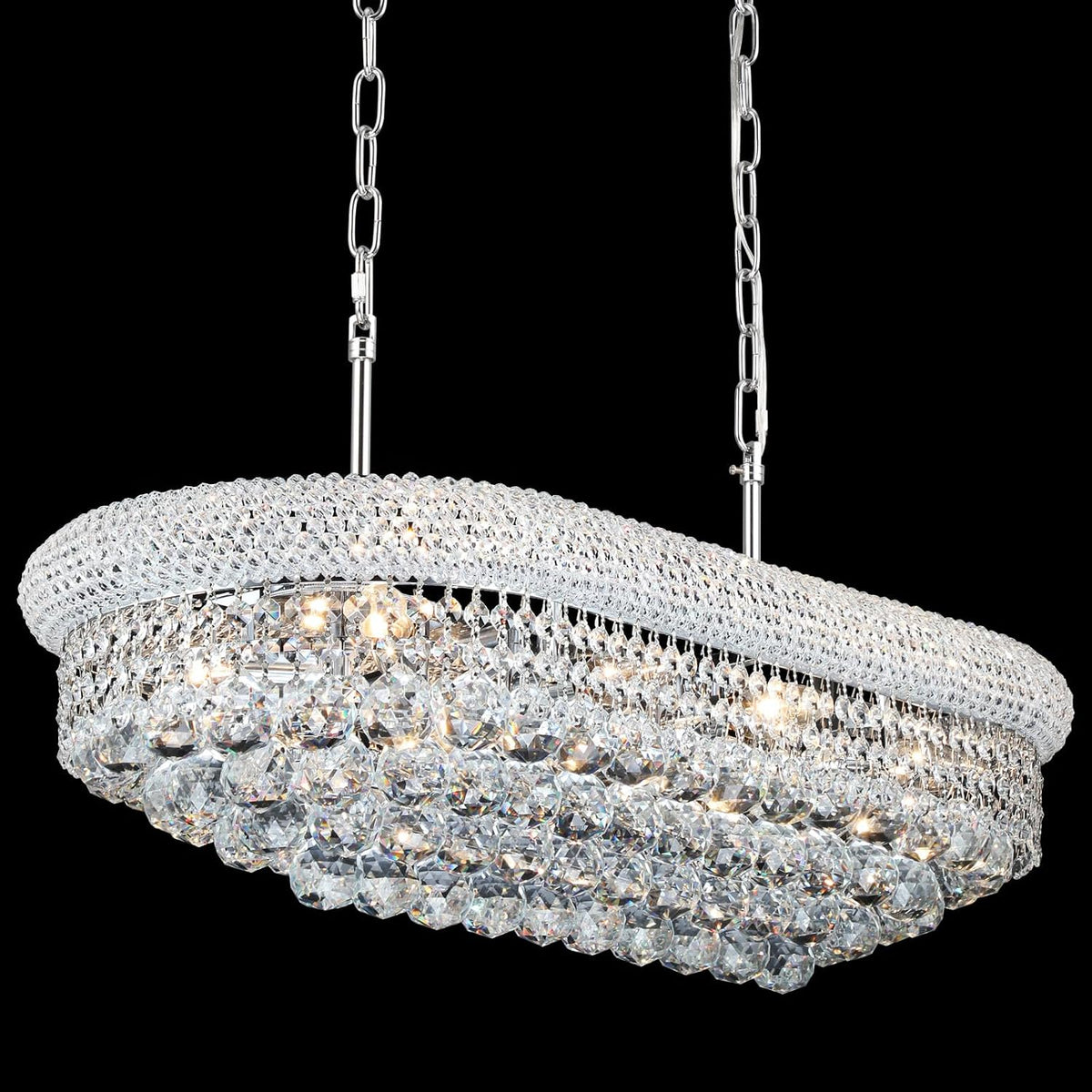 French Empire Crystal Chandelier, Timeless Draped Fixture for Dining and Living
