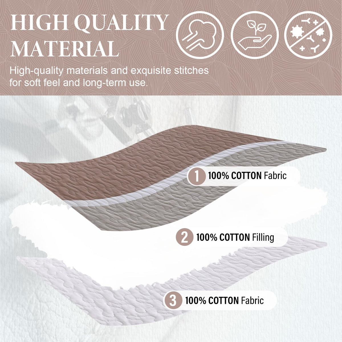Quilt Set, 100% Cotton, Comforter Set, Farmhouse Botanical Quilted Bedspreads, Bedding Set