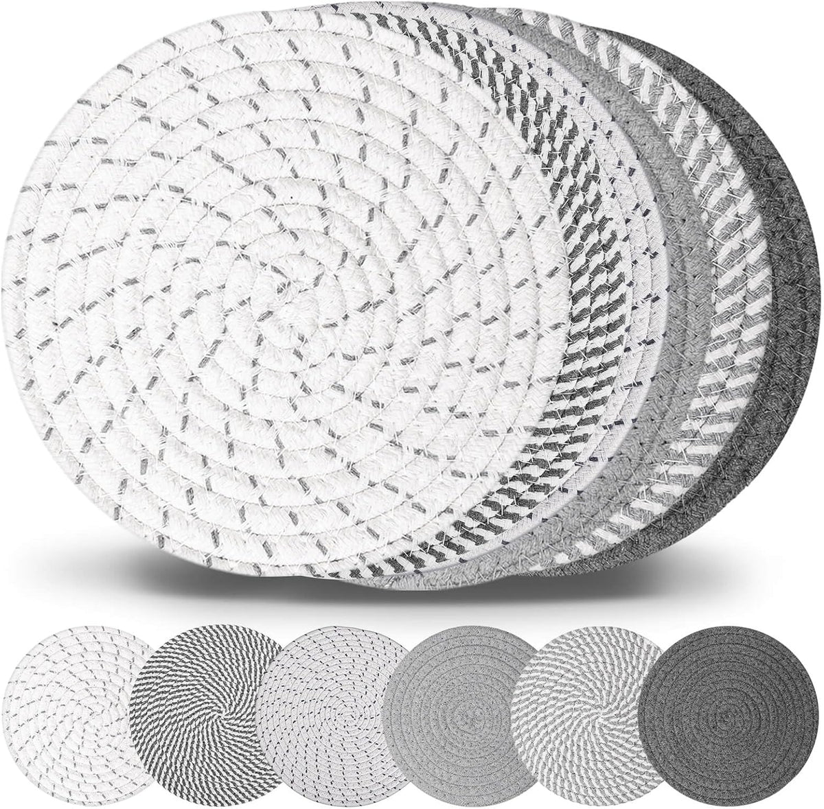 10" Trivets for Hot Dishes, Hot pots and Pans, Heat Resistant Pot Holders, Hot Pads for Countertops - Set of 6