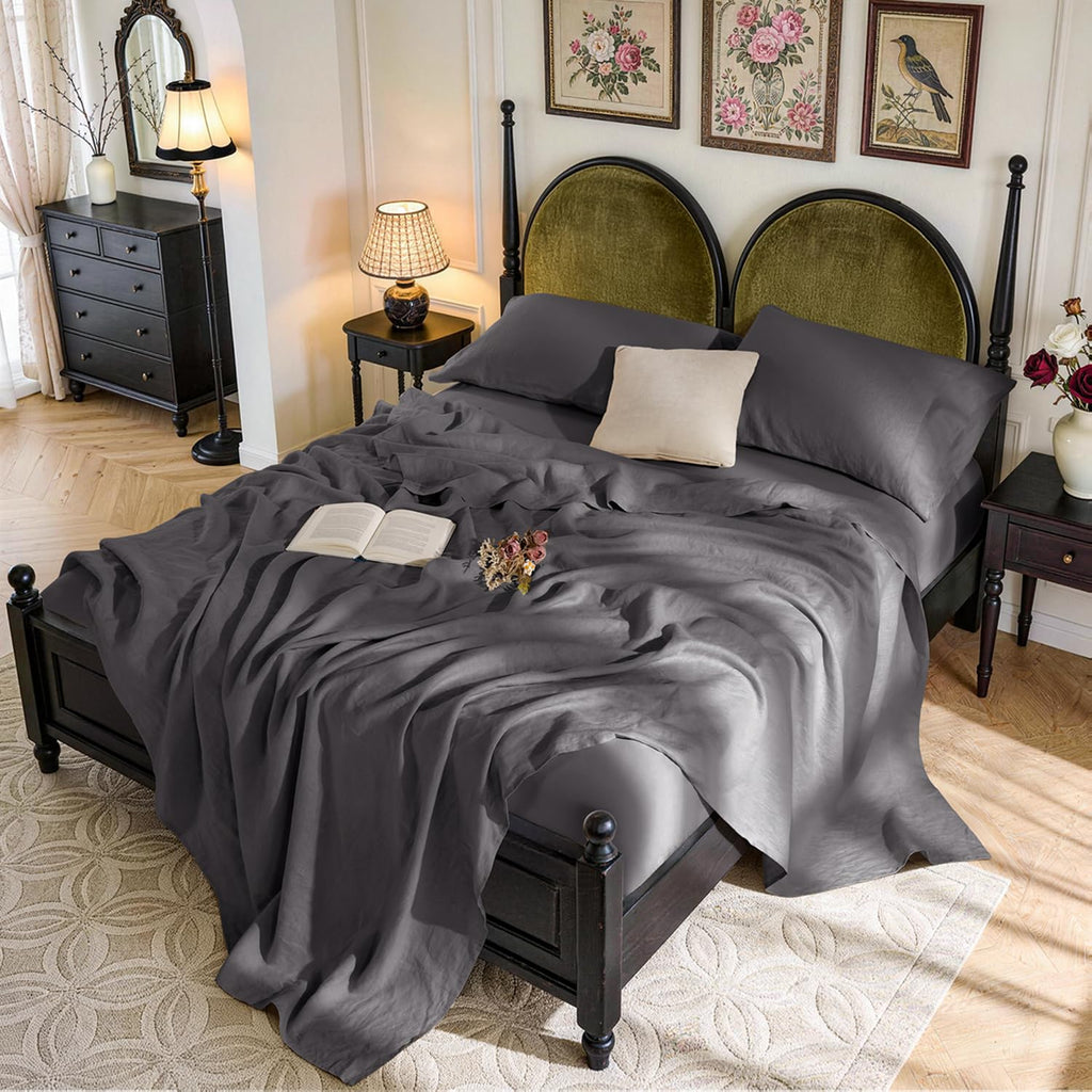 100% French Linen Sheets Set, Natural Flax Bedding