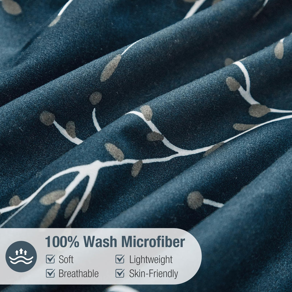 Reversible Duvet Cover, Dark Blue White Thin Branch