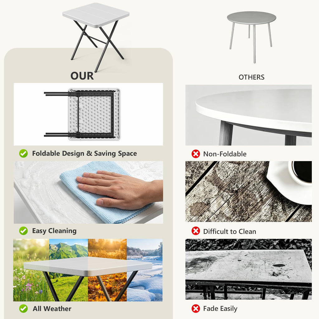 Folding Table and Chairs Set for 2, No Assembly Portable Event Table and Chairs Set, Heavy Duty Foldable Card Table