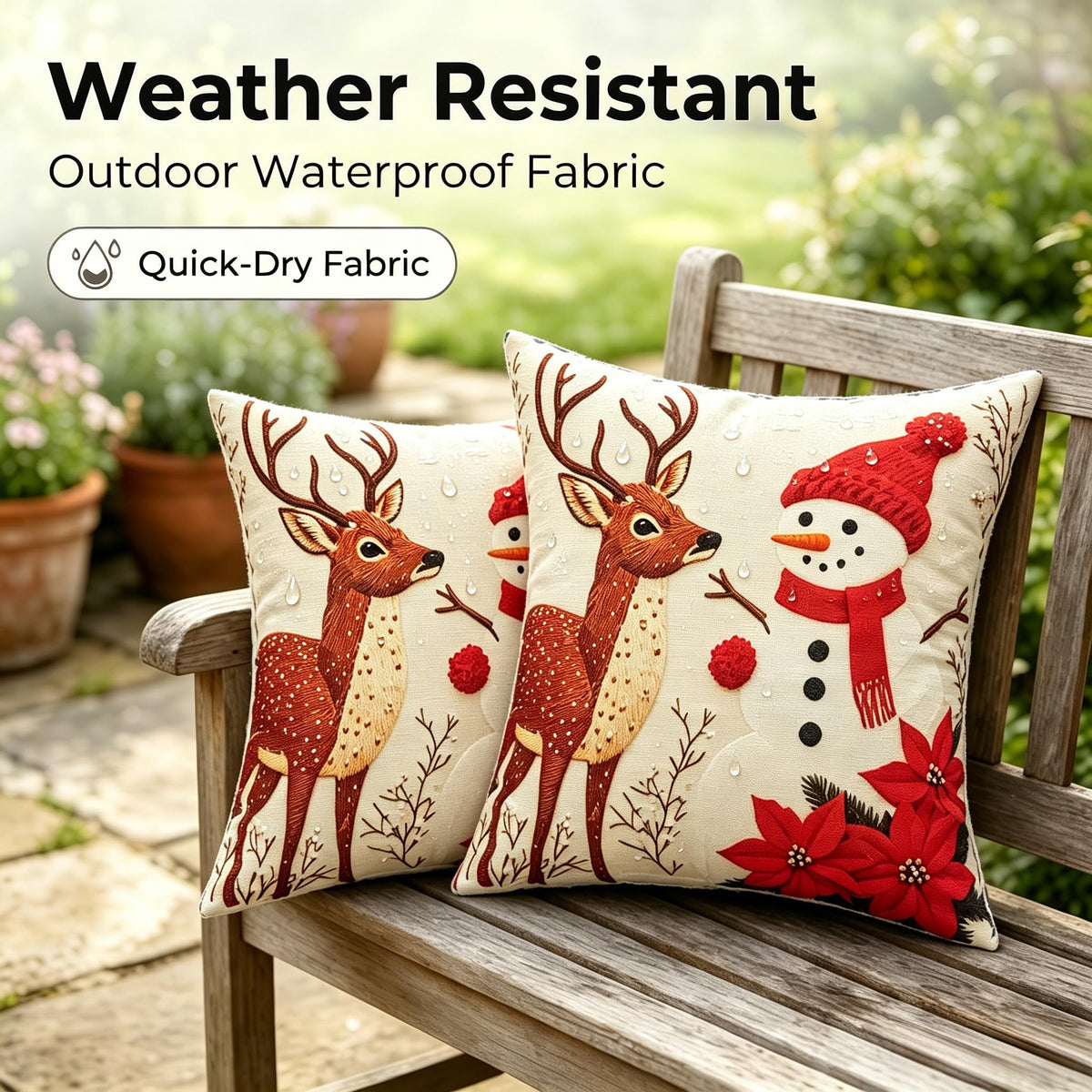 Christmas Snowman Pillow Covers 18x18 Inch, Set of 2 Outdoor Throw Pillow Covers with Pillow Inserts Included