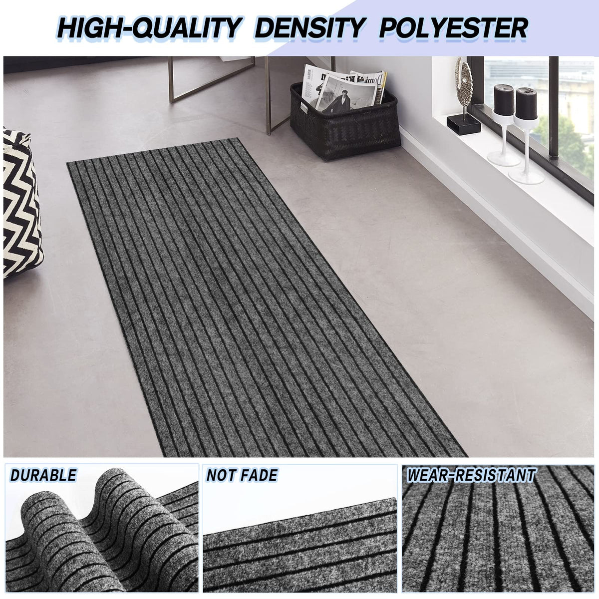 Custom Size Backed Non-Slip Area Rugs Runner, Easy Clean, Waterproof Runner Rugs Entryway, Kitchen, Laundry, 2FT x