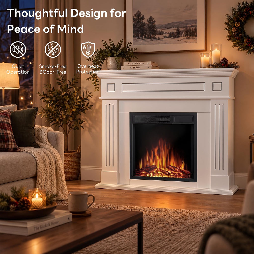 Electric Fireplace with Mantel, Classical white(43inch)