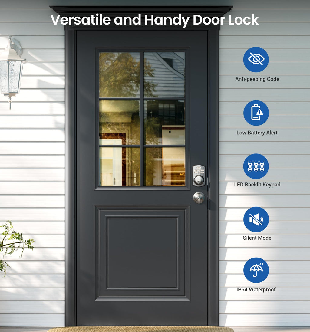 Keyless Entry Deadbolt Door Lock with Knobs, Satin Nickel