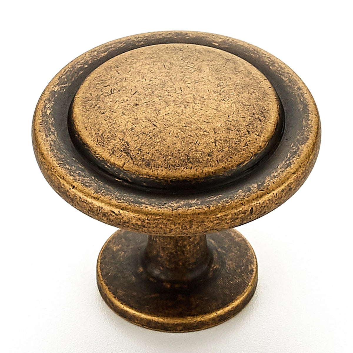 Antique Brass Round Cabinet Knobs,Zinc Pulls,1-1/4 Inch,10 Pack