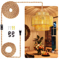 Hanging Lamps Rattan Pendant Light - 16.4ft Plug in Cord Hanging Light Fixture Plug Into Wall Outlet Pendant Lighting