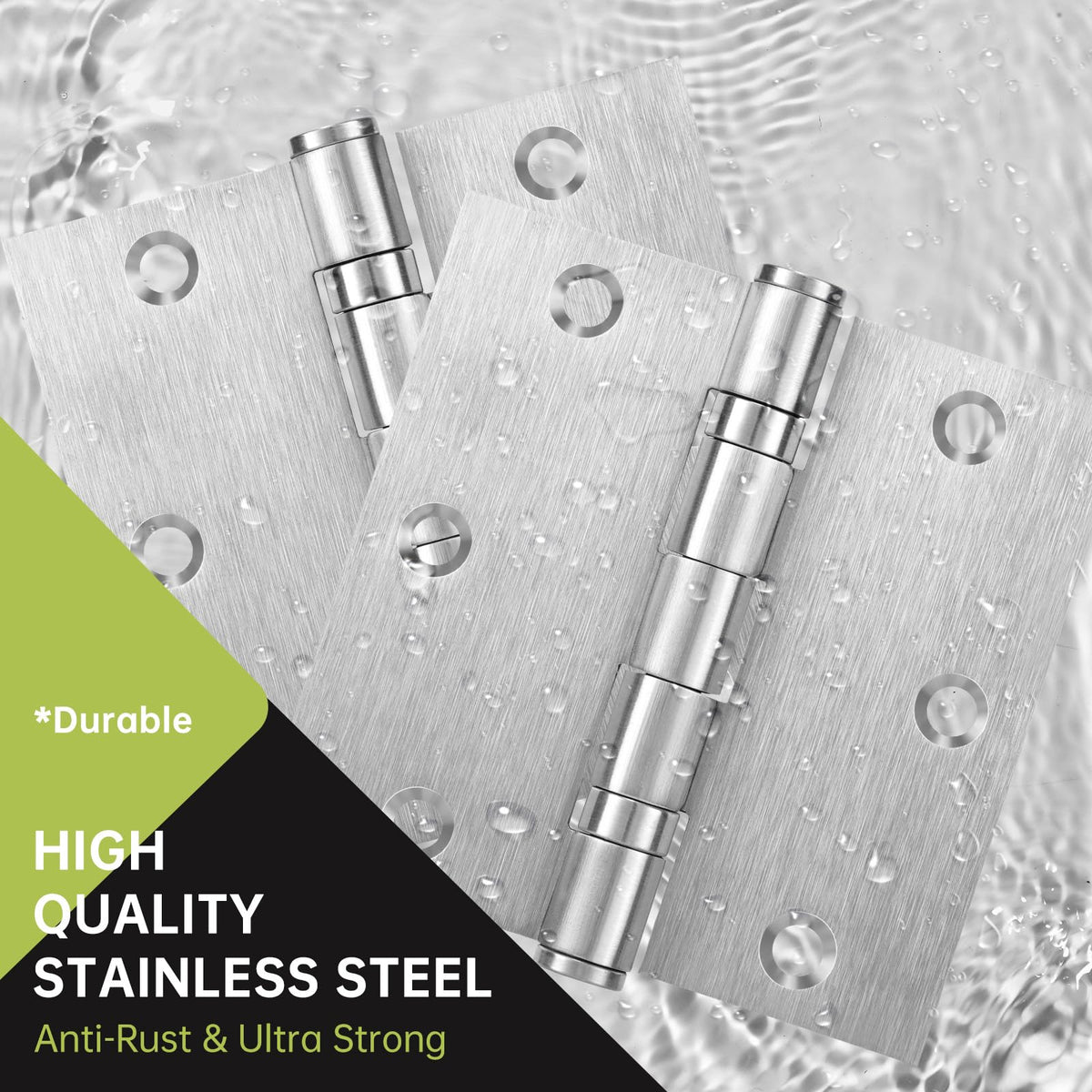 3 Pack Door Hinges 3.5 x 3.5 Inches, Heavy Duty Stainless Steel Ball Bearing Hinges with Screws, Non Removable Pin