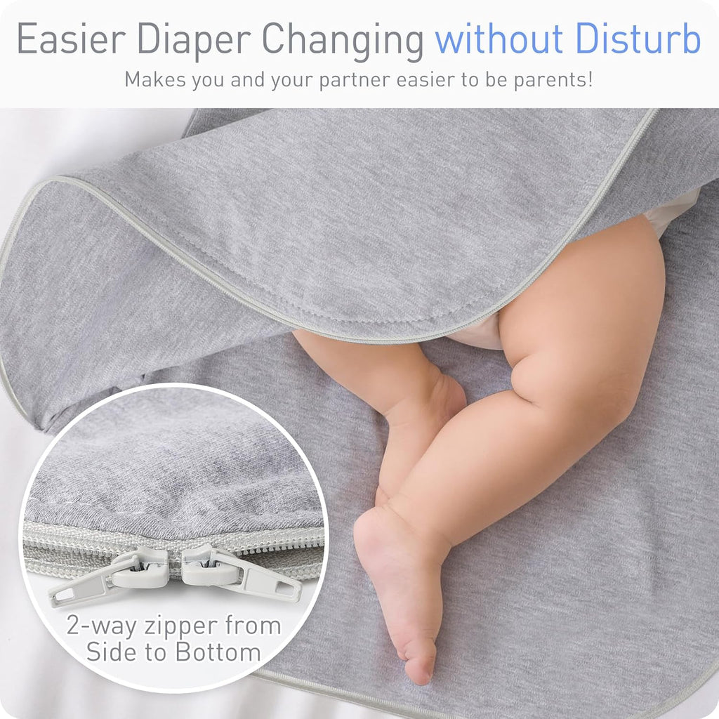 Premium Soft Cotton Transitional Baby Swaddling Sack with Arms Up & Sleeves, Mitten Cuffs, Way Zipper
