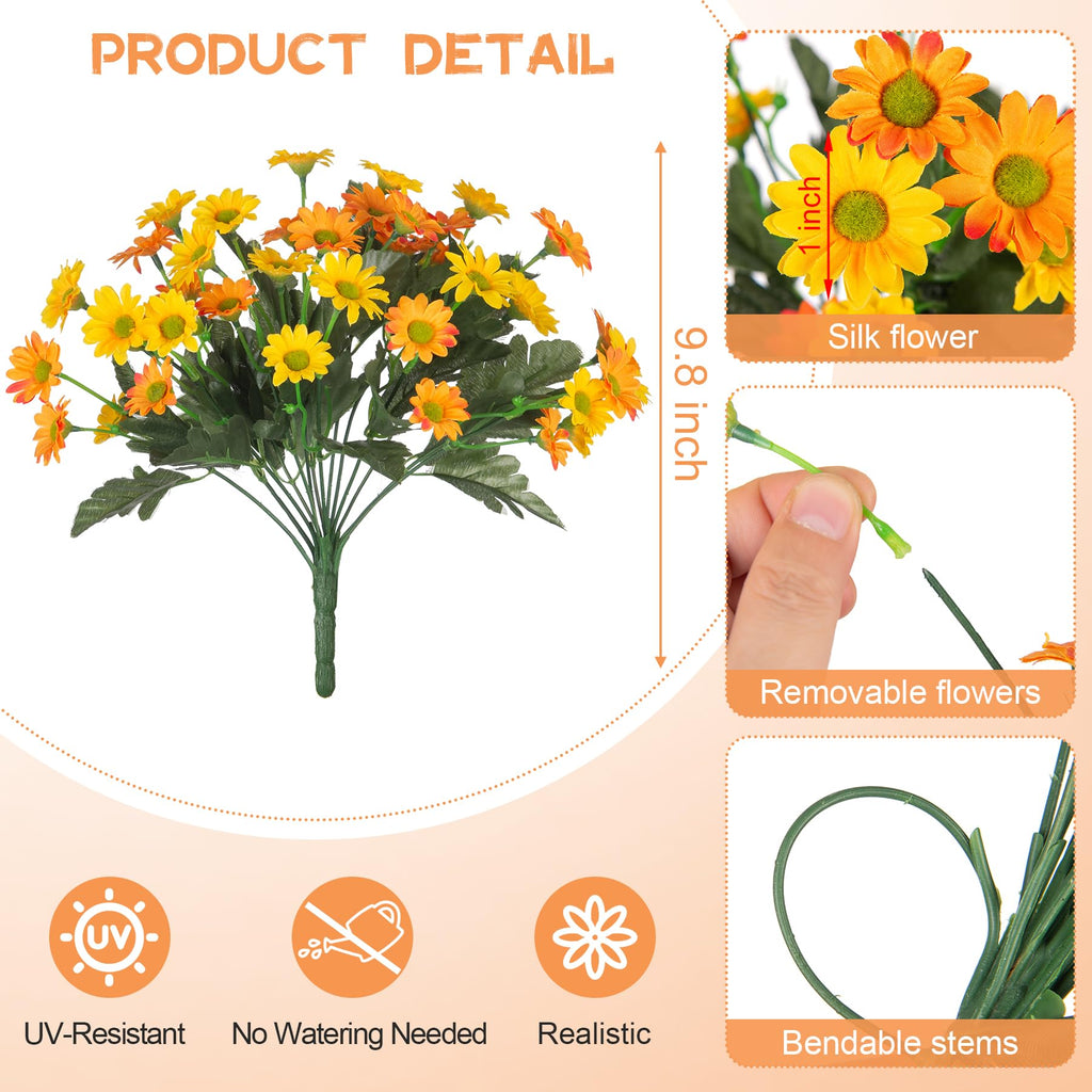 Fake Mums Fall Artificial Flowers for Outdoor Decoration 6 Bundles